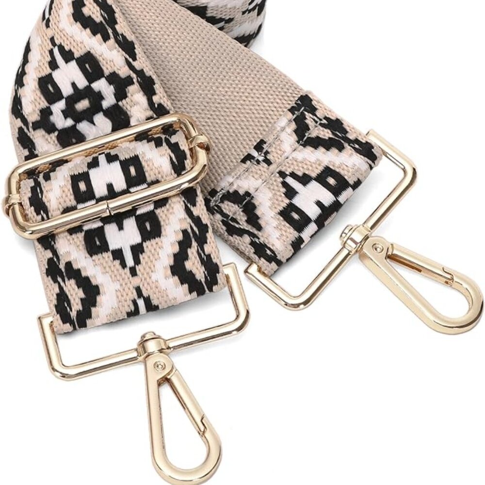 NWOT Black & White Woven Purse / Guitar Adjustable Boho XBody Strap - Picture 4 of 4